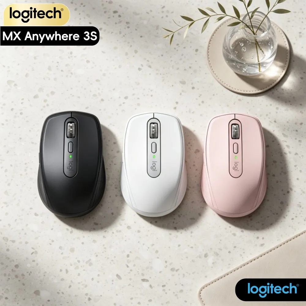 Logitech MX Anywhere 3S Office Mouse - 8000 DPI Darkfield, Magspeed Scroll, Silent Click, Multi-Device Sync, Anti-Slip Grip