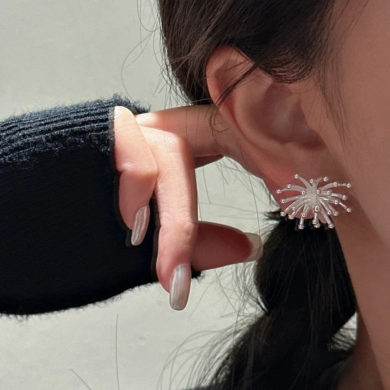 925 فضة خمر أقراط للنساء العصرية بسيطة الألعاب النارية شكل القرط مجوهرات منع الحساسية اكسسوارات الحفلات #6