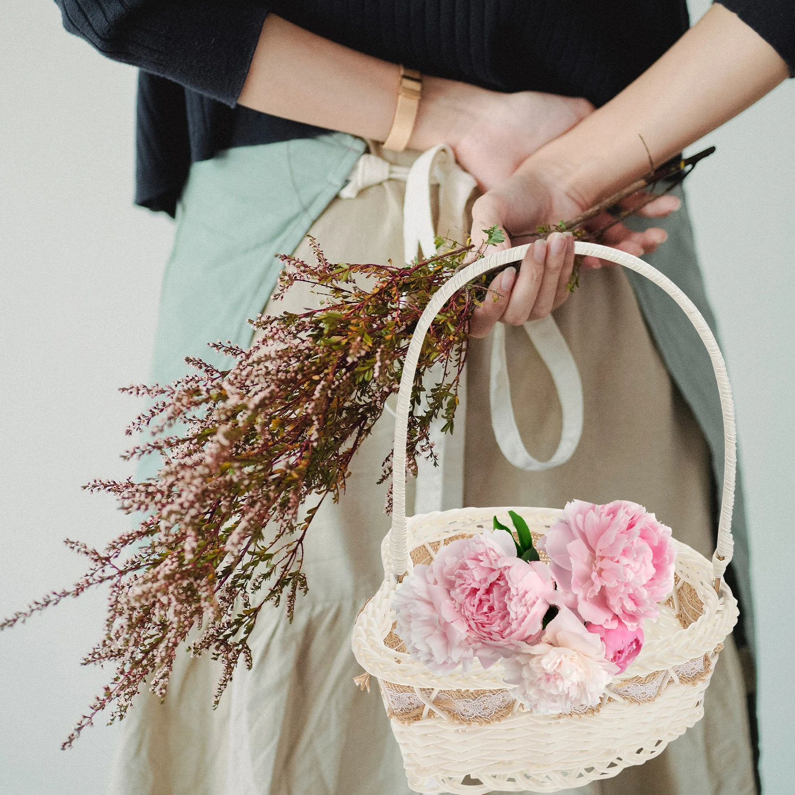 

Heart-shaped Petal Basket Wedding Flower Girl Ring for Ceremony Baskets Elegant Bridal Willow Bride to Weave