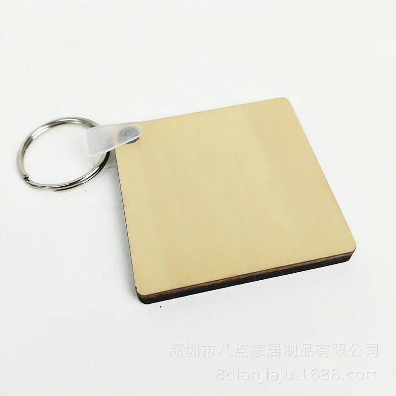 Sublimation Blank MDF Keychain Wooden Square&Circle Board Key Ring Keychains For DIY Heat Transfer Print Keyring
