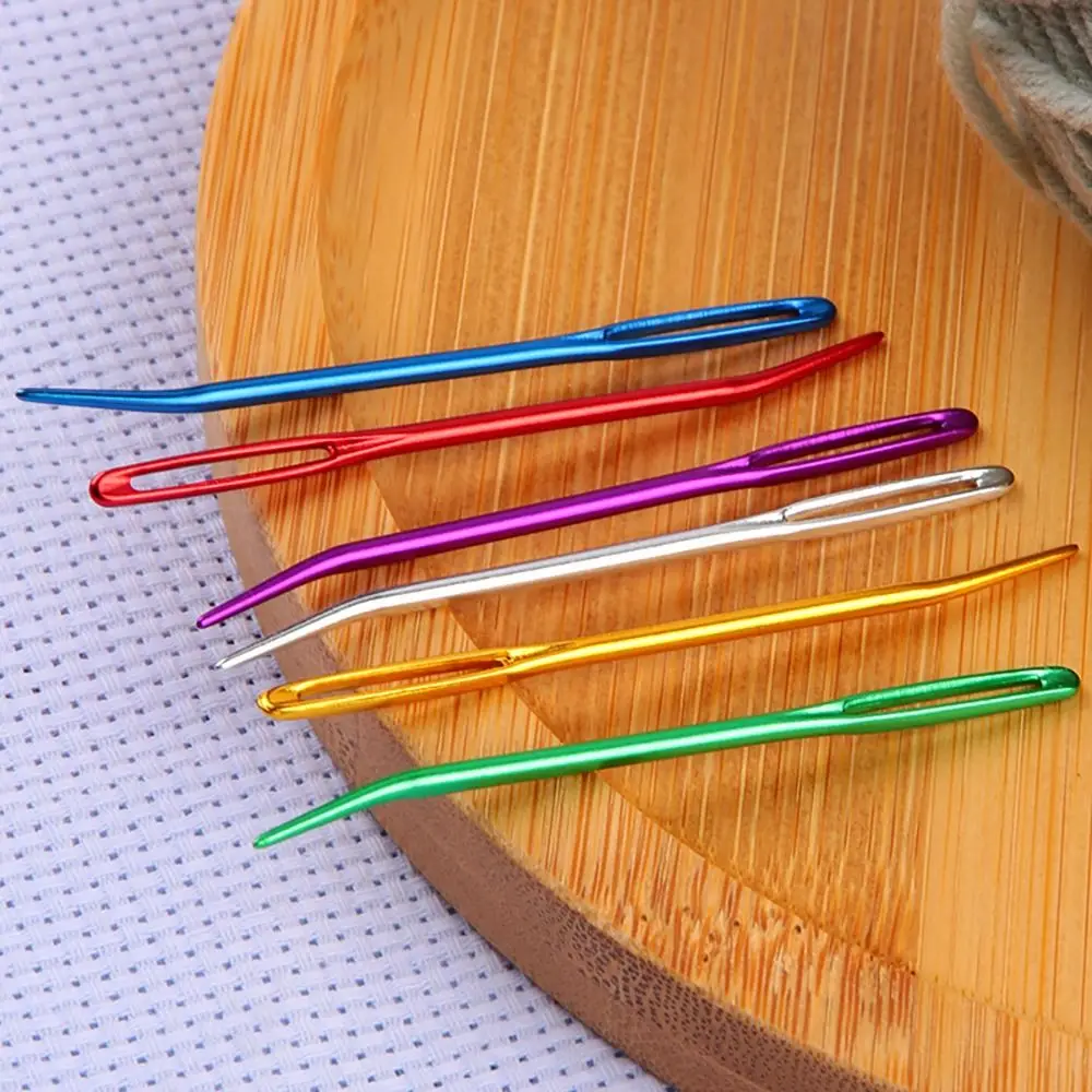 Crochet Hooks Bent Tip Big Eye Bent Needle Aluminum Multisize Knitting Needles Crochet Needles Hand Weave Tool