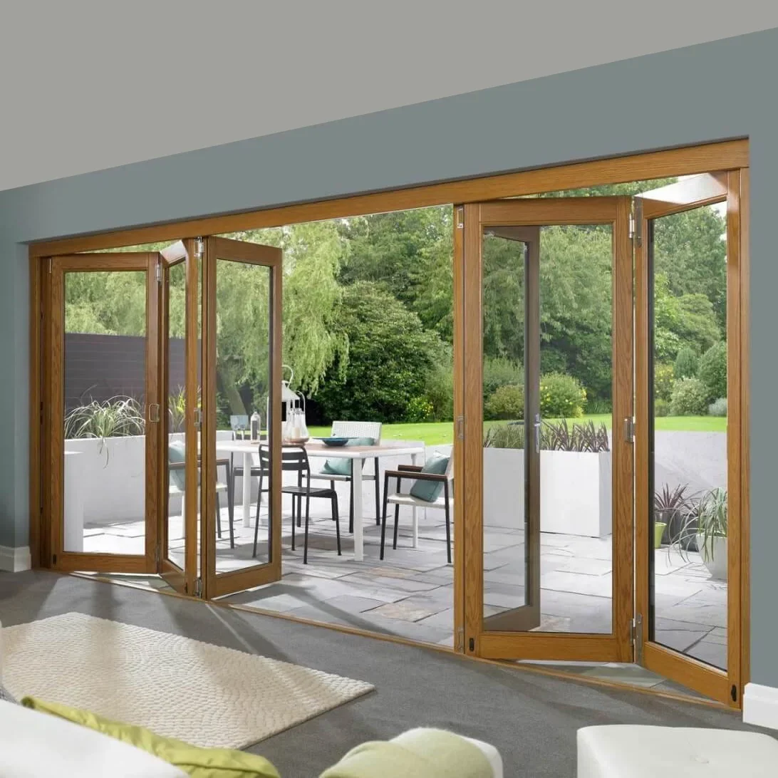 *R# Australian Standards Patio Soundproof Bifold Doors Tempered Glass Aluminum Folding Doors