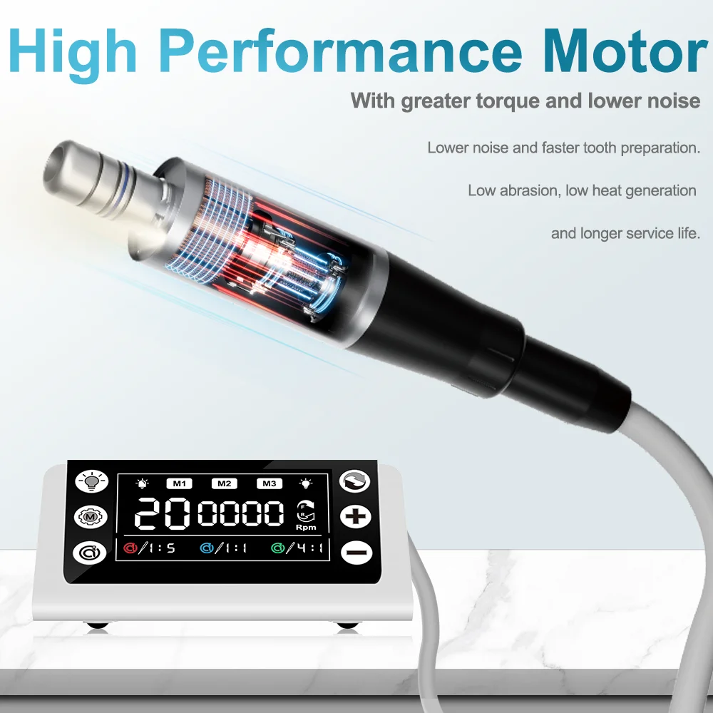 AI-AM7 Motore elettrico LED di nuova aggiornamento dentale con serie Smile 1:1/1:5/1:4.2 Kit manipolo contrangolo 2/4 fori + connettore K/N