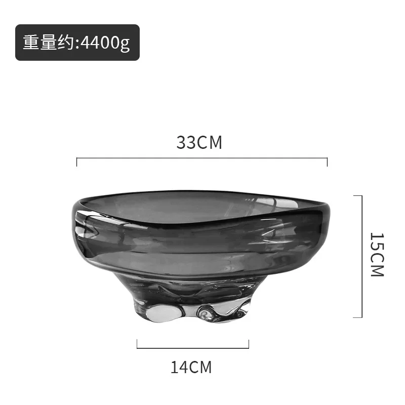 Transparent glass fruit plate high sense light luxury creative snack fruit plate simple