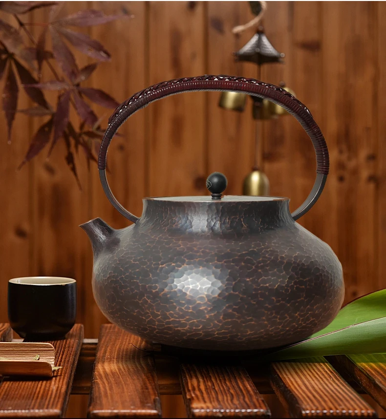 

Wholesale Copper Kettle Metal Tea Set Classic Handle Hand Chiseled Copper Pot Purely Handmade Copper Teapot