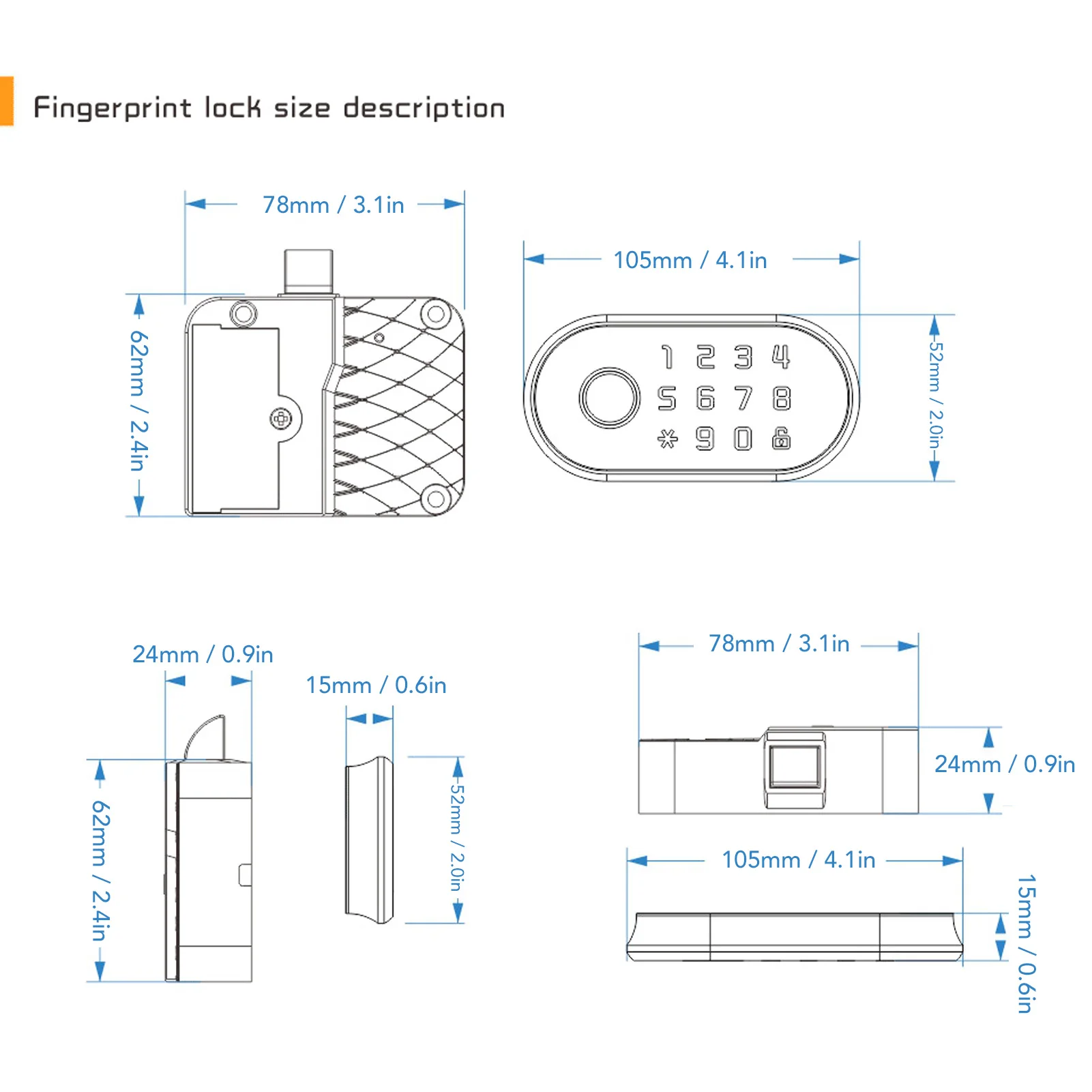 Keyless Cabinet Lock Fingerprint Password Theft Prevention Smart Drawer Lock With Card For Wardrobe File Drawer