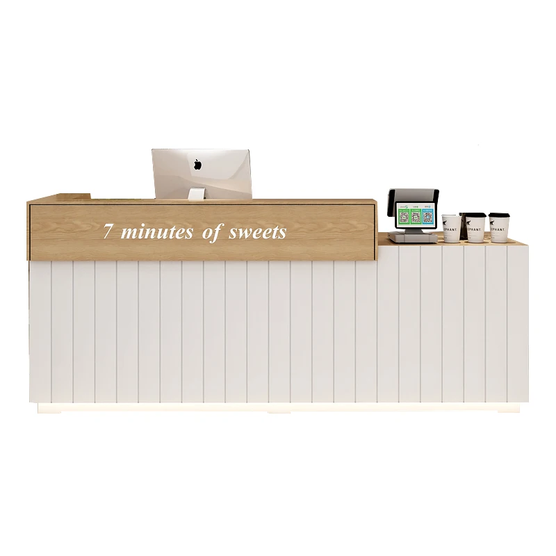 custom.Fashion White Salon Reception Desk Wood Reception Desk Front Office Desk Reception Checkout Counters For Retail Store