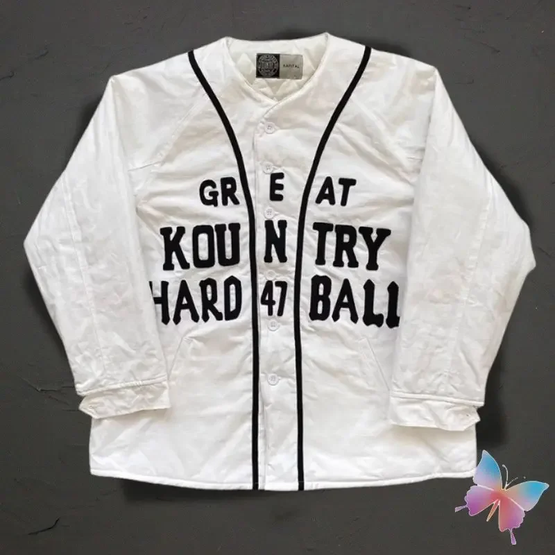 Men Women Winter Kapital Jackets Towel Embroidery Letter Logo Thick Cotton White Baseball Jersey V-neck Breasted Casual Coats