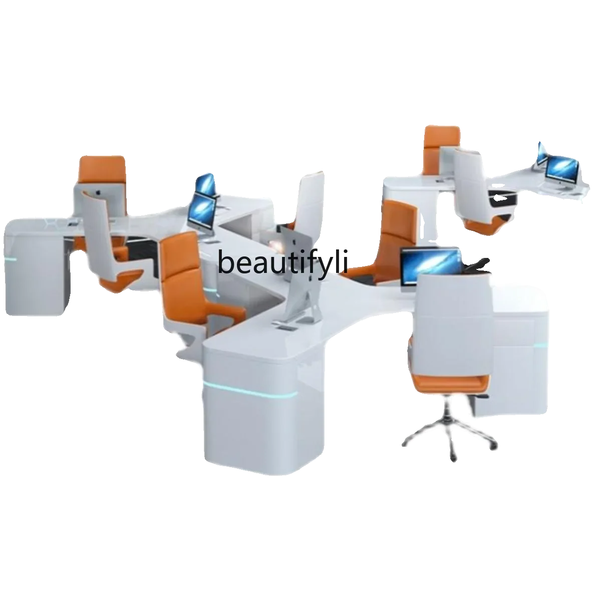 Simple Modern Creative Paint Command Center Technology Sense Staff Office Desk and Chair