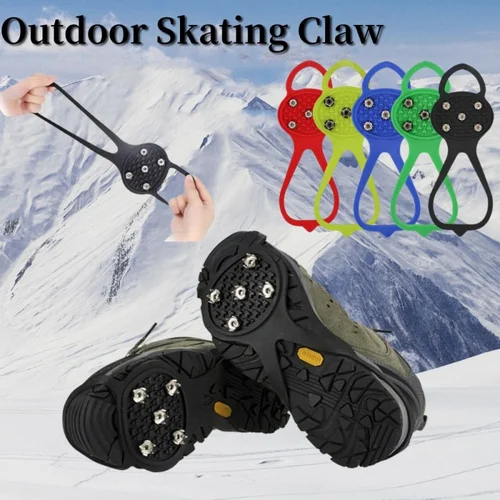 남녀공용 스노우 아이스 클로, 등반 미끄럼 방지 아이스 그립, 신발 스파이크 아이젠 클리트, 하이킹 부츠 스포츠 신발 커버, 5 스터드, 1 쌍 