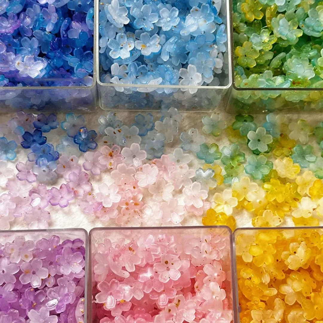 11mm Two Tone Flowers, Acrylic, Gradient, DIY Interval Beads, Loose Beads, Accessories, Festivals, Gifts - Random Color Mixing
