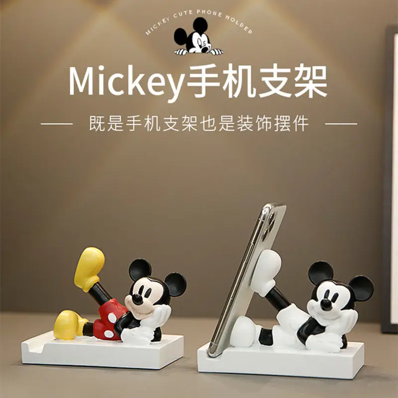 Animacja Disneya peryferyjna kreskówka śliczne ozdoby Mickey uchwyt na telefon komórkowy pokój biuro kreatywna dekoracja prezent dla dziewczynek