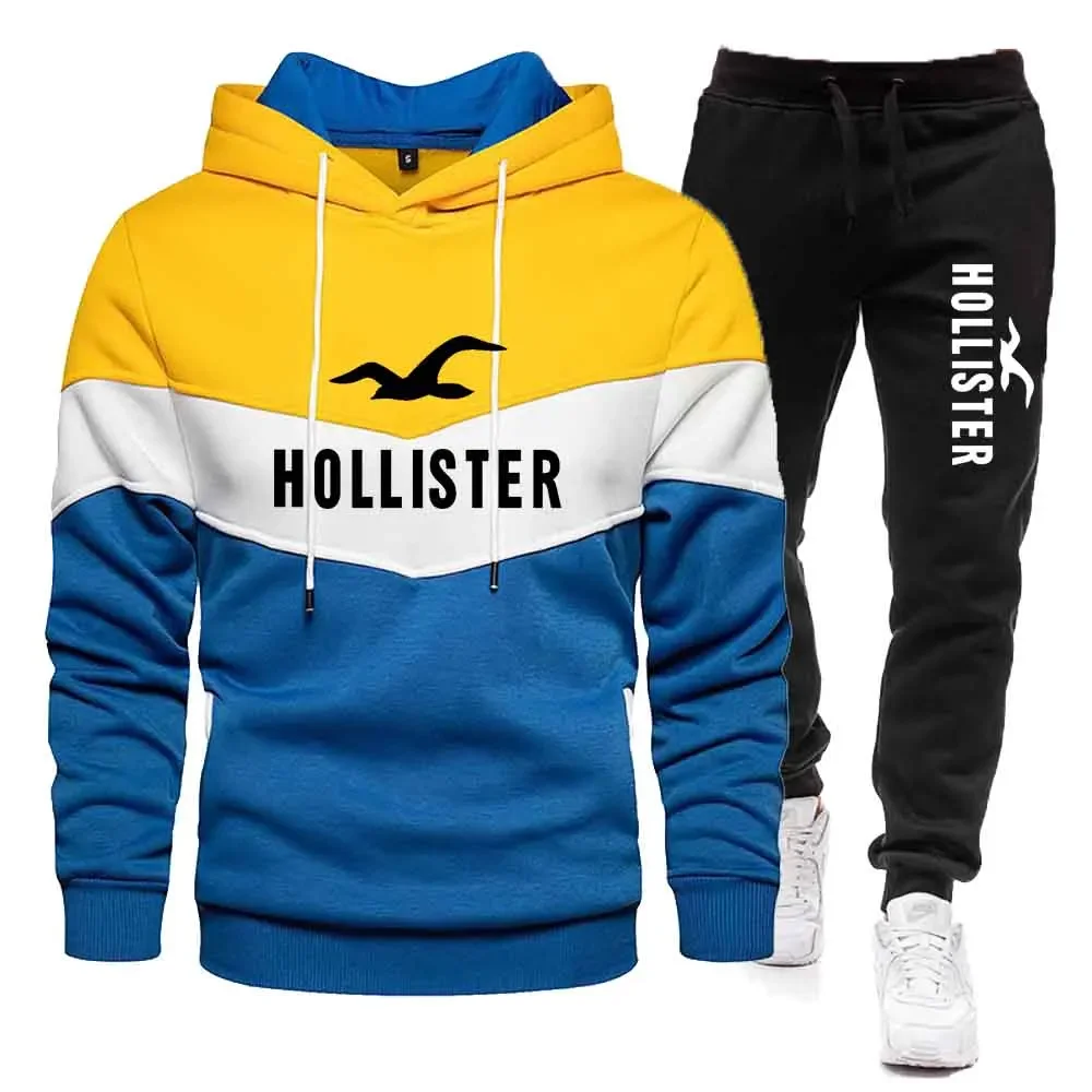 Autumn and winter new digital printed men's long-sleeved hoodie + loose casual pants fitness suit 2 pieces of clothing