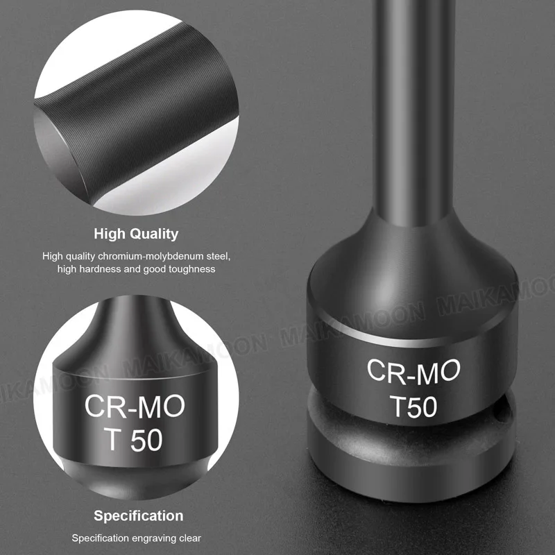 1/2 Inch Drive Impact Sockets Torx Bit Set,Star Bit Sockets,Heavy Duty Impact Grade Cr-Mo T20 to T80 ABS Blow Molded Storage