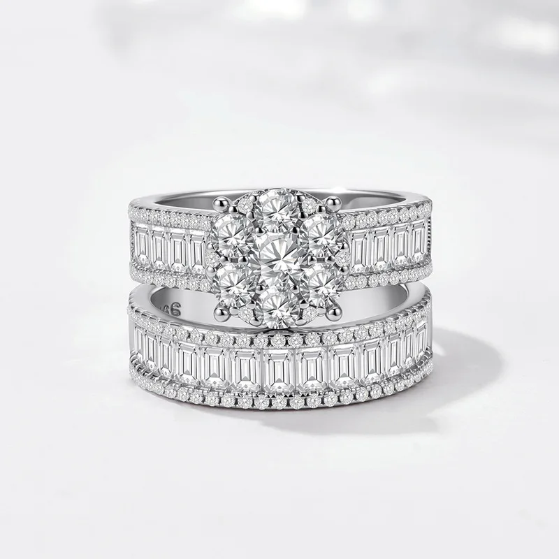 S925Sterling silver micro-inlaid zirconia set ringwishHot-selling women's wedding rings wholesale