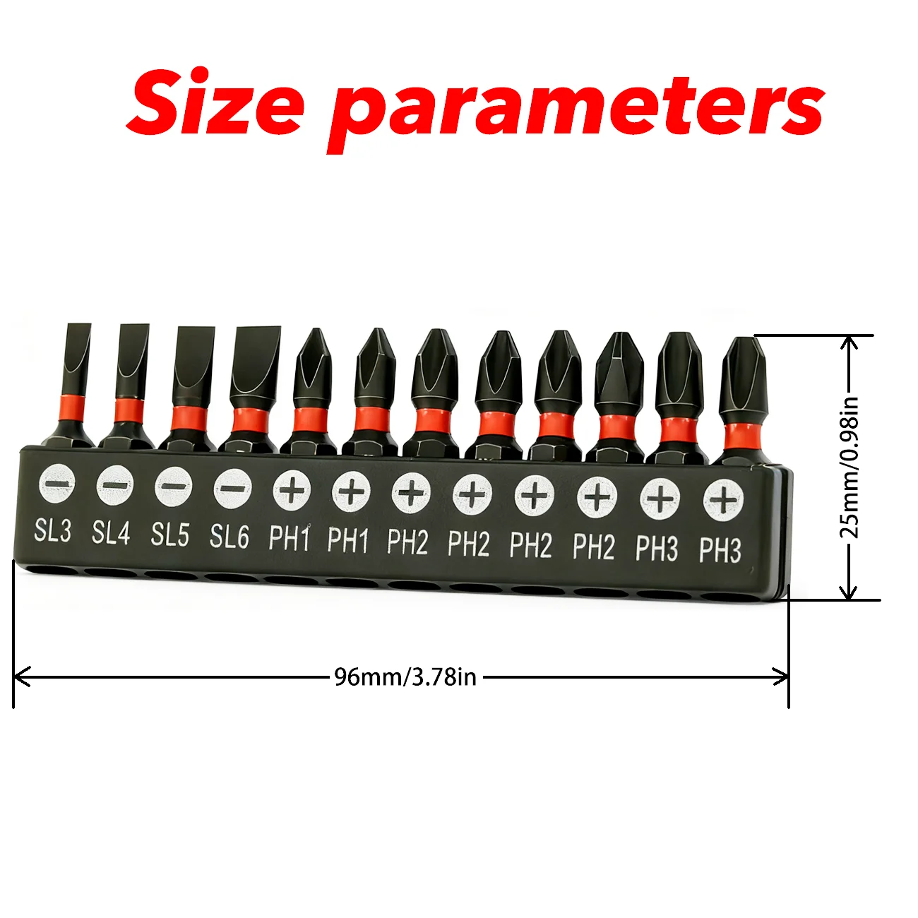 12-Piece S2 Steel Bit Set, Cross/Flat Head, Multiple Sizes, 25mm, Magnetic, Anti-Twist, High Hardness Impact Screwdriver Bits