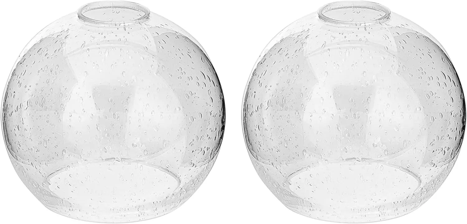 

2 Pack Clear Seeded Glass Shades Globes, Glass Lamp Shade Covers Replacements for Light Fixtures, 1.65 Inch Fitter Trans