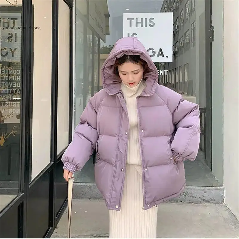 Thick Hooded Cotton Padded Jackets Coats Female Loose Puffer Parkas Oversize Outwear Women Short Jacket Winter Parkas