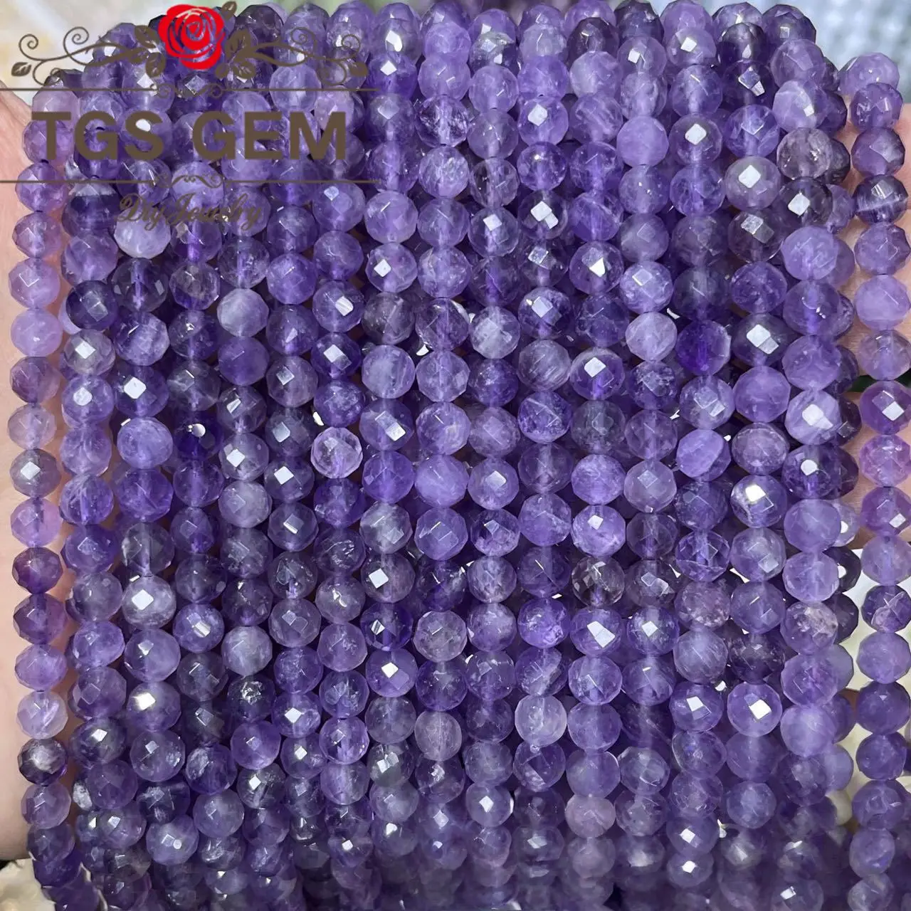 

Factory wholesale carving hard cut natural stone AAA amethyst small cut scattered round beads DIY bracelet necklace jewelry hot