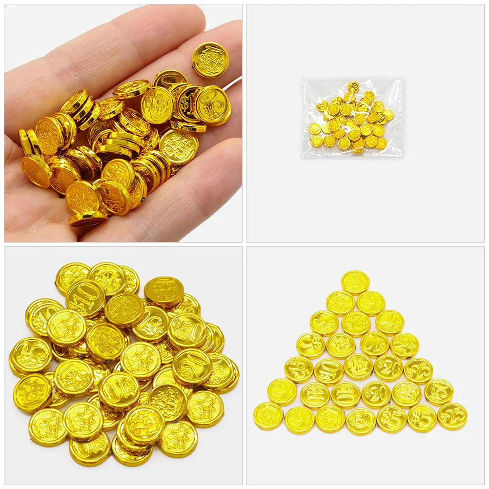 48 Pcs Pirate Gold Coin Toy Compact Coins Kids Toys Boys Plastic Fake Props Reusable Gaming Baby