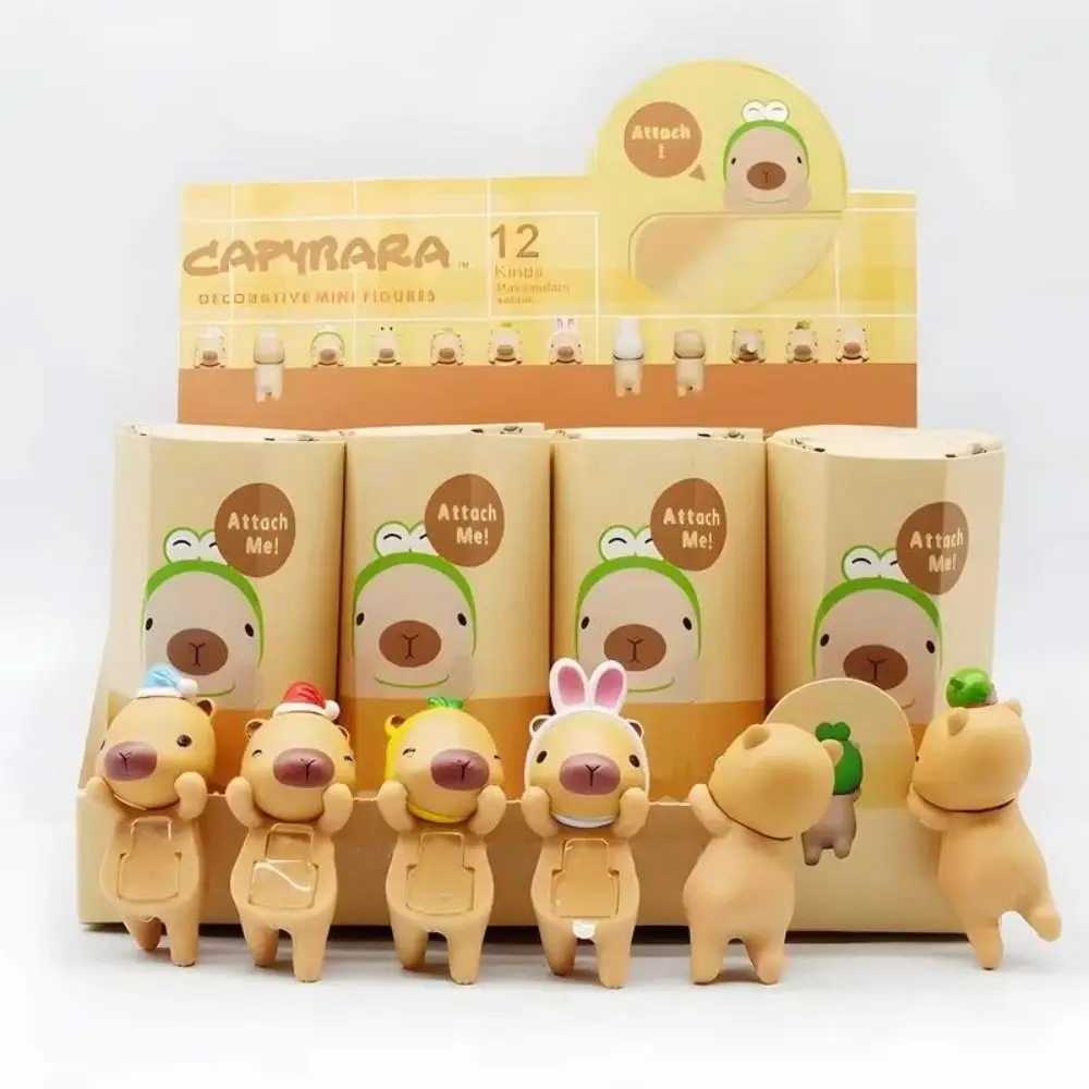 12Pcs Cute Capybara Blind Box Small Animal Figurine Capybara Blind Box For Car Center Console Mobile Phone Dashboard Toys Dolls