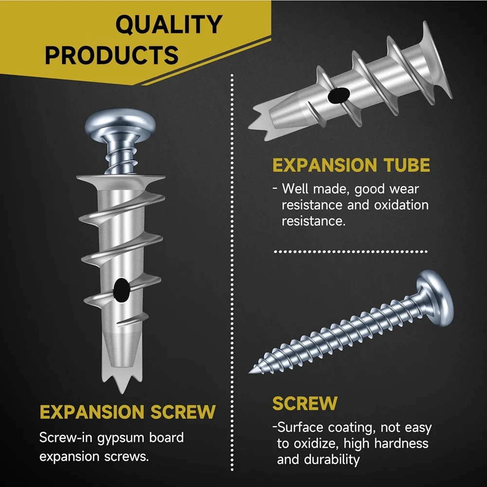 Zinc Self Drilling Drywall Anchors, Hollow Wall Anchor & Screw Kit, Drywall Screws, 25PCS Heavy Duty Metal Wall Anchors