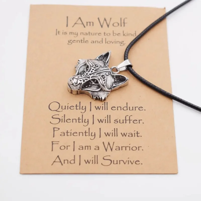 Norse i am wolf Viking Celtics Necklace For Men/Women Popular Totem Amulet With Card Jewelry Gifts Dropshipping Wholesale