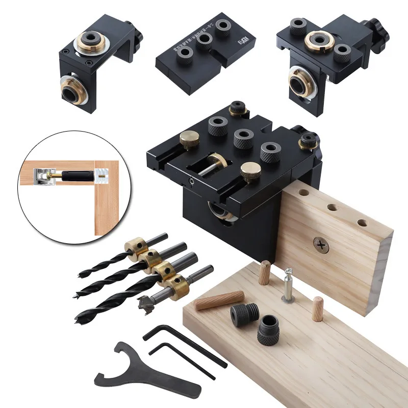 Woodworking Hole Opener 3-1punching Locator Panel Furniture Hole Opener Connector Round Wood Tenon Positioning Drilling Tool