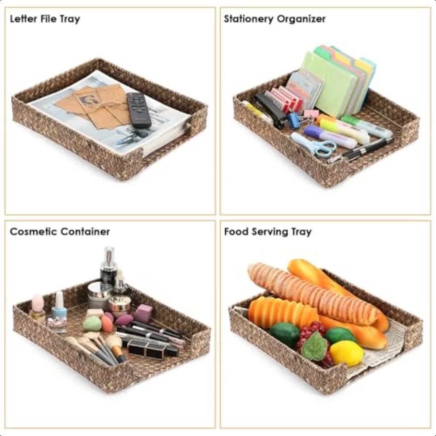 KY متعددة الأغراض A4 ملف صينية الأعشاب البحرية الطبيعية مكتب صينية المنظم المنسوجة حجم الرسالة مكتب وثائق صواني مجلة تخزين الملفات