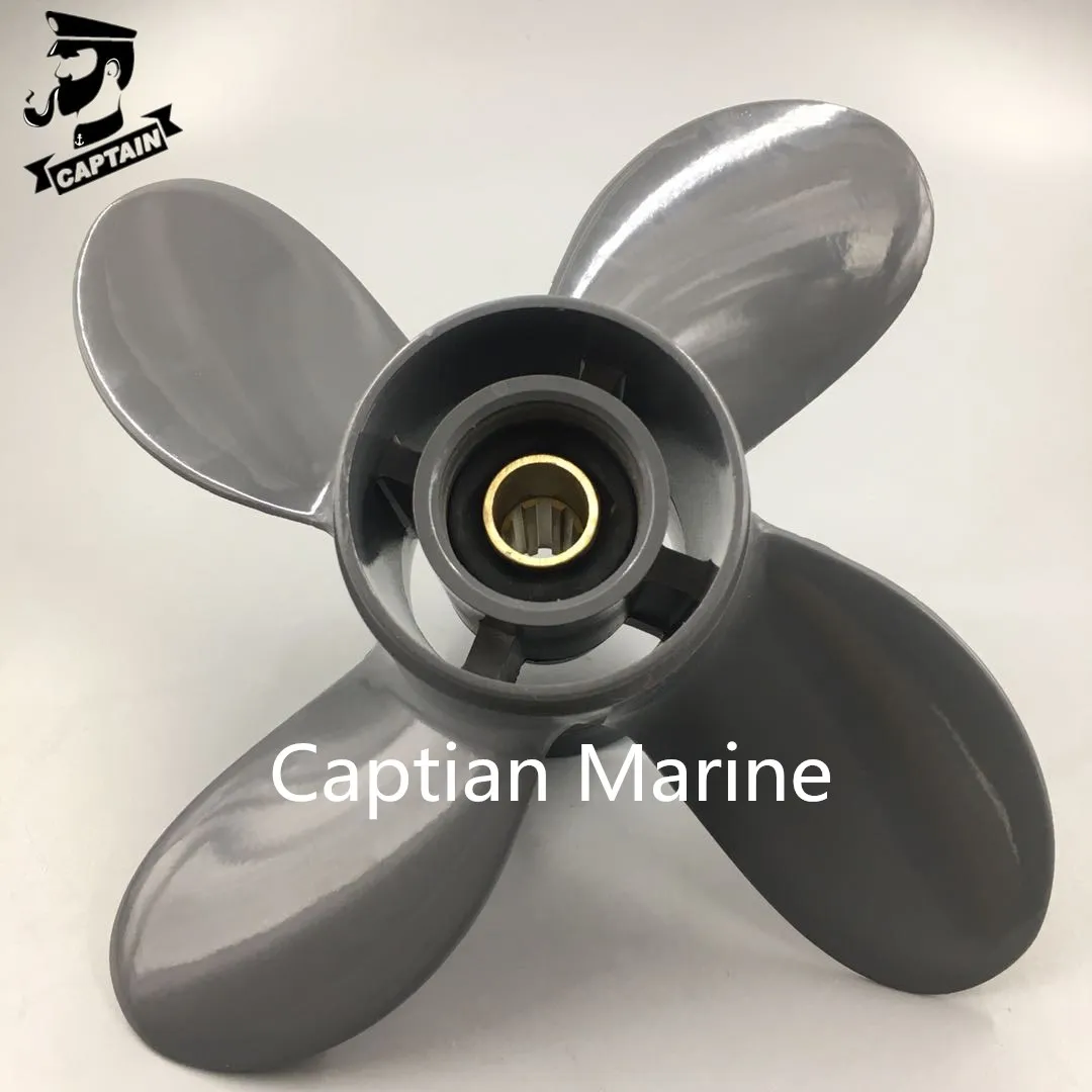 New Propeller 9 1/4X10 Match with Honda /Yamaha Outboard Motor BF8D/BF9.9D BF9.9/BF15A BF15D 8 Splines 4 Blades Boat Accessories