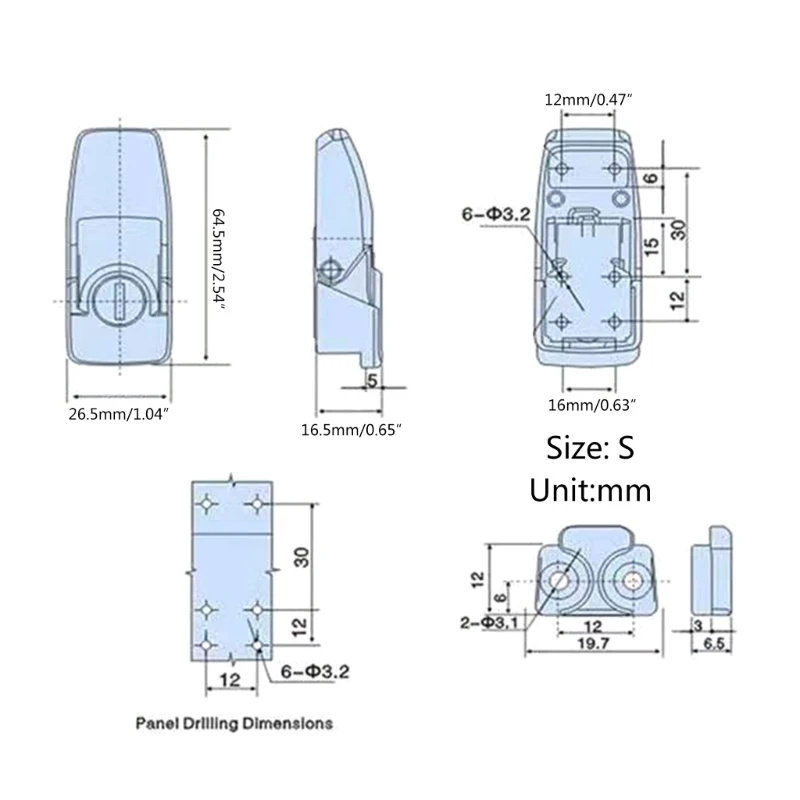 Suitcase for LATCH Black Hasp Lock Zinc Alloy Invisible Box Security Toggle
