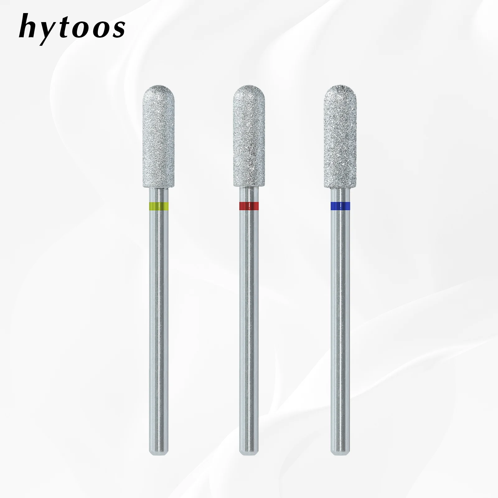 HYTOOS Chrome Diamond Nail Drill Bits Pro Russian Smooth Top Barrel Cuticle Bit for Nail Drill Dead Skin Cleaner Nails Prep Tool