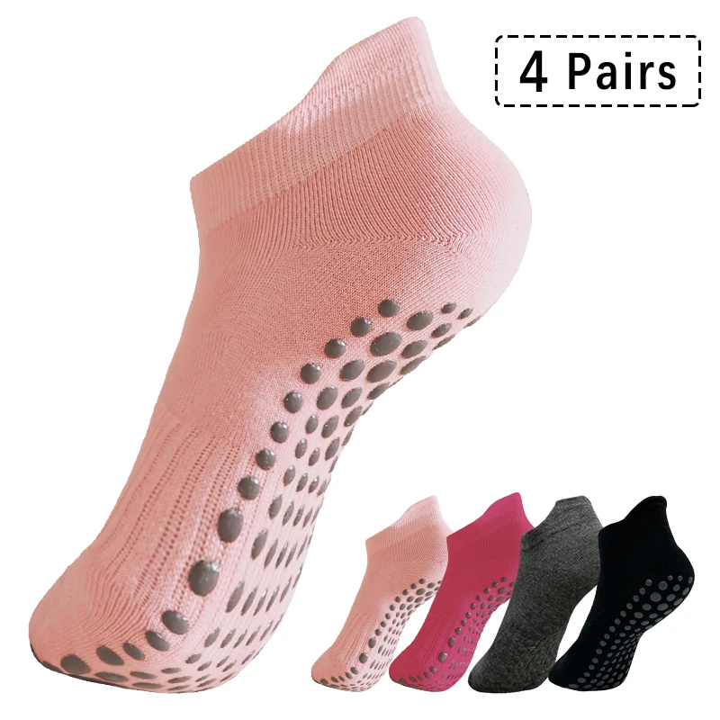 HA WA Women Non-Slip Pilates Boat Socks Indoor Breathable Fitness Cotton Yoga Dance Sports Training Short Stocking