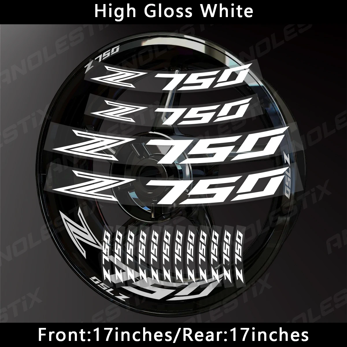 AnoleStix Riflettente Ruota Del Motociclo Adesivo Mozzo Decal Rim Stripe Nastro Per Kawasaki Z750 2017 2018 2019 2020 2021 2020 2023