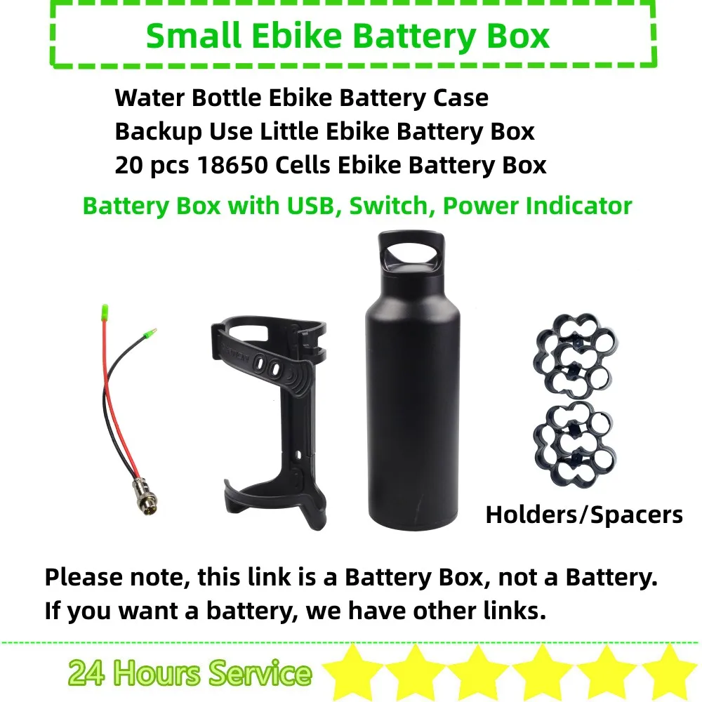 

Backup Battery use Water Bottle Dolphin Light and Small Ebike Battery Box 36V Li-ion E-bike Battery Case 20 pcs 18650 Cells Box