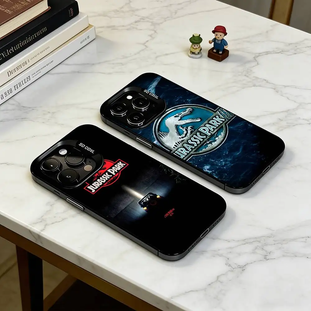 

J-Jurassic Park Dinosaur World Phone Case For iPhone 17,16,15,14,13,12,11 Plus,Pro Max,XS,Colorful Silver Phone case Funda Cover