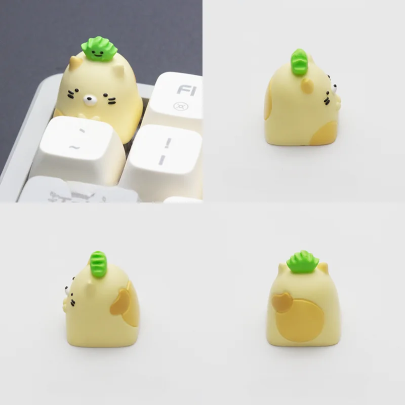 Bonito White Little Bear Keycaps, Design personalizado, Resina 3D, Teclado mecânico Keycaps, Animal dos desenhos animados, Arte, Acessórios