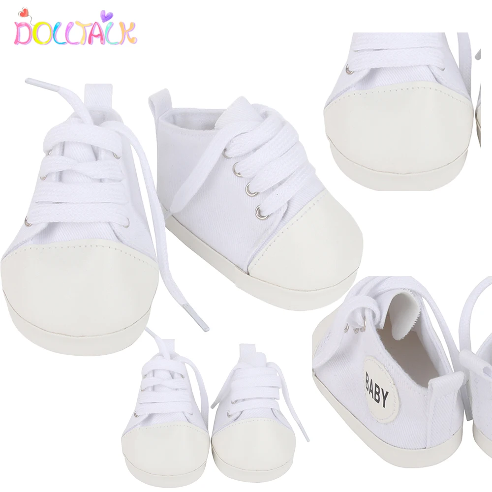 New 9cm Canvas Doll Shoes For Baby Girl Reborn Dolls White Sneakers Boots For Baby New Born Doll 1/3 Girl Dolls Girl's Gift Toy