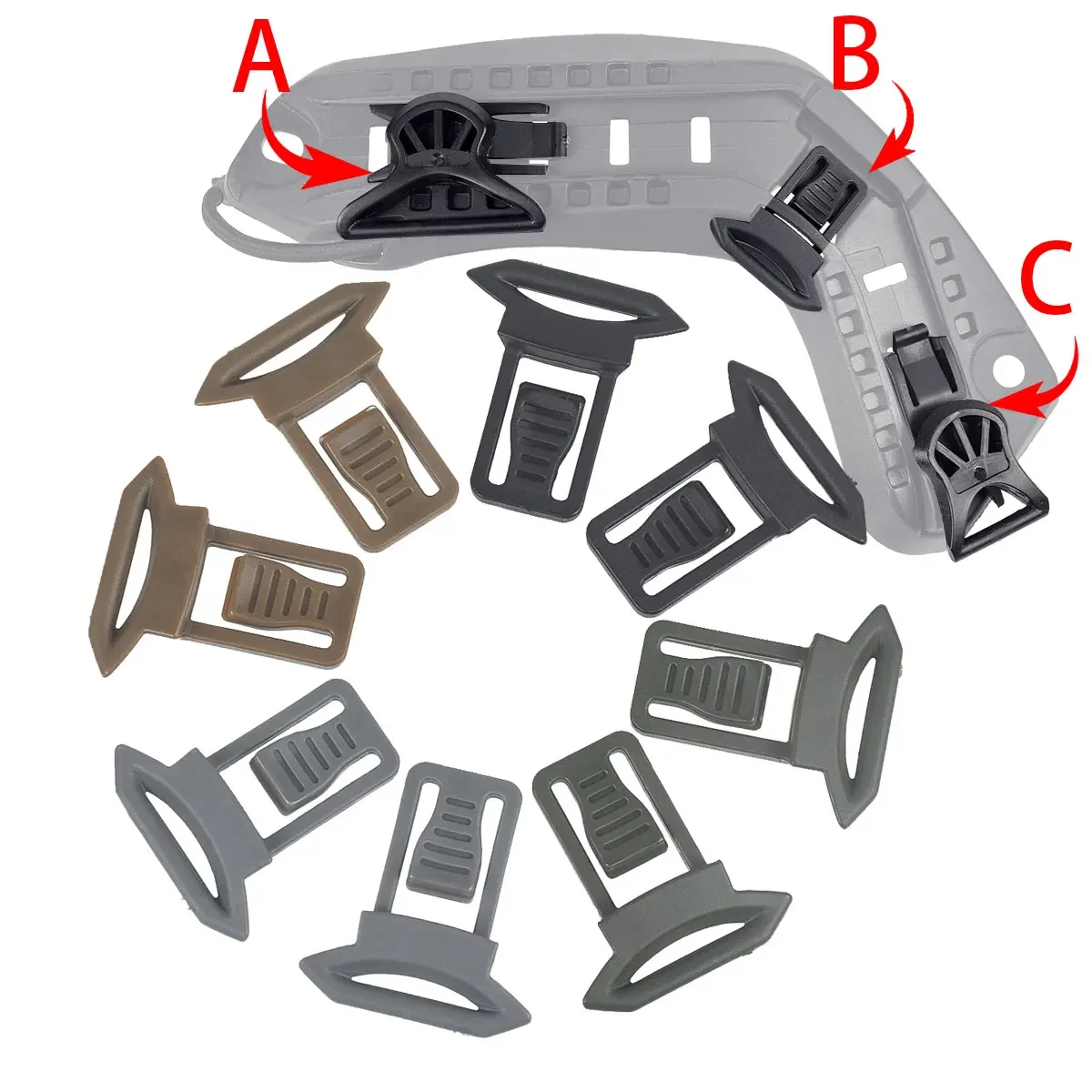 Tactical Rotating Clamp Fast Mich Helmet Rail Adapter Hunting Nylon Fast Goggles Rail Swivel Clips Set Survival Accessories