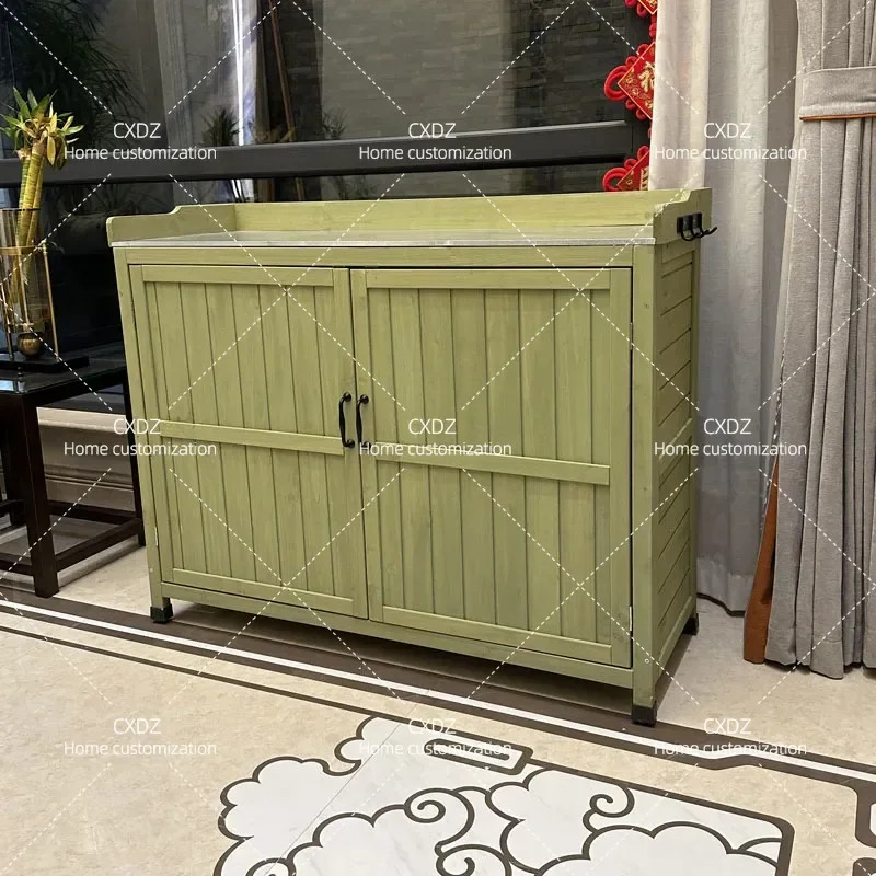 Wholesale Solid Wood Outdoor Storage Cabinet Garden Tool Box Household Sundries Organizer Weatherproof Wooden Shed for Patio
