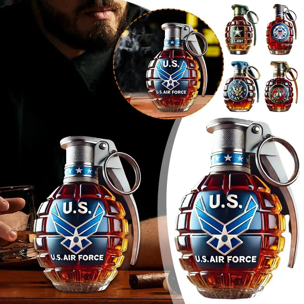 Whiskey Decanter Bottle High Borosilicate Glass Grenade Shape with Airtight Cork Durable Home Barware for Scotch/Wine/Liquor