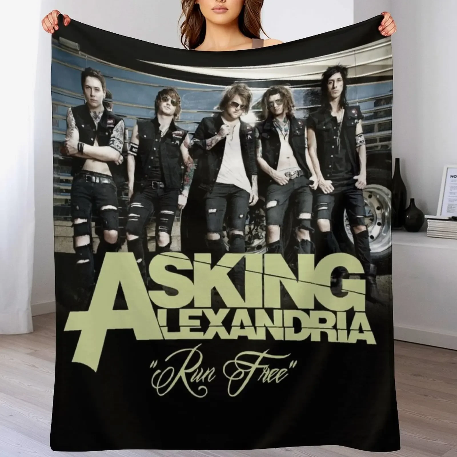 

Asking Alexandria run free Throw Blanket cosplay anime Polar Summer wednesday Blankets