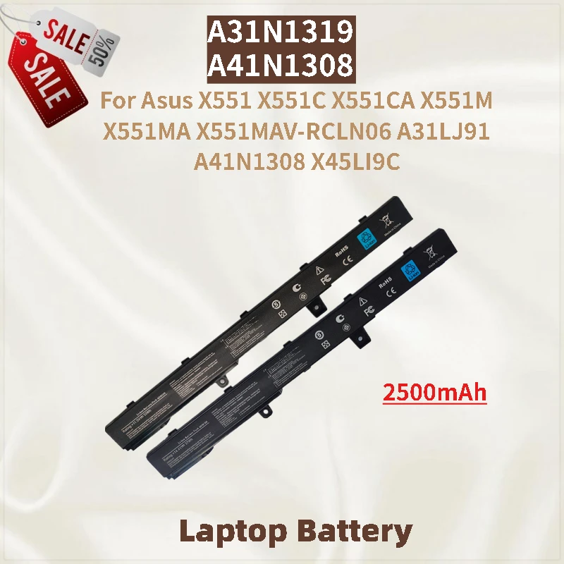 

A31N1319 A41N1308 2500mAh Laptop Battery for Asus X551CA X551 X551C X551M X551MA X551MAV-RCLN06 A31LJ91 Brand New High Quality