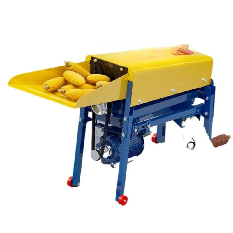 Household small automatic corn peeling, electric rice-wrapped threshing machine