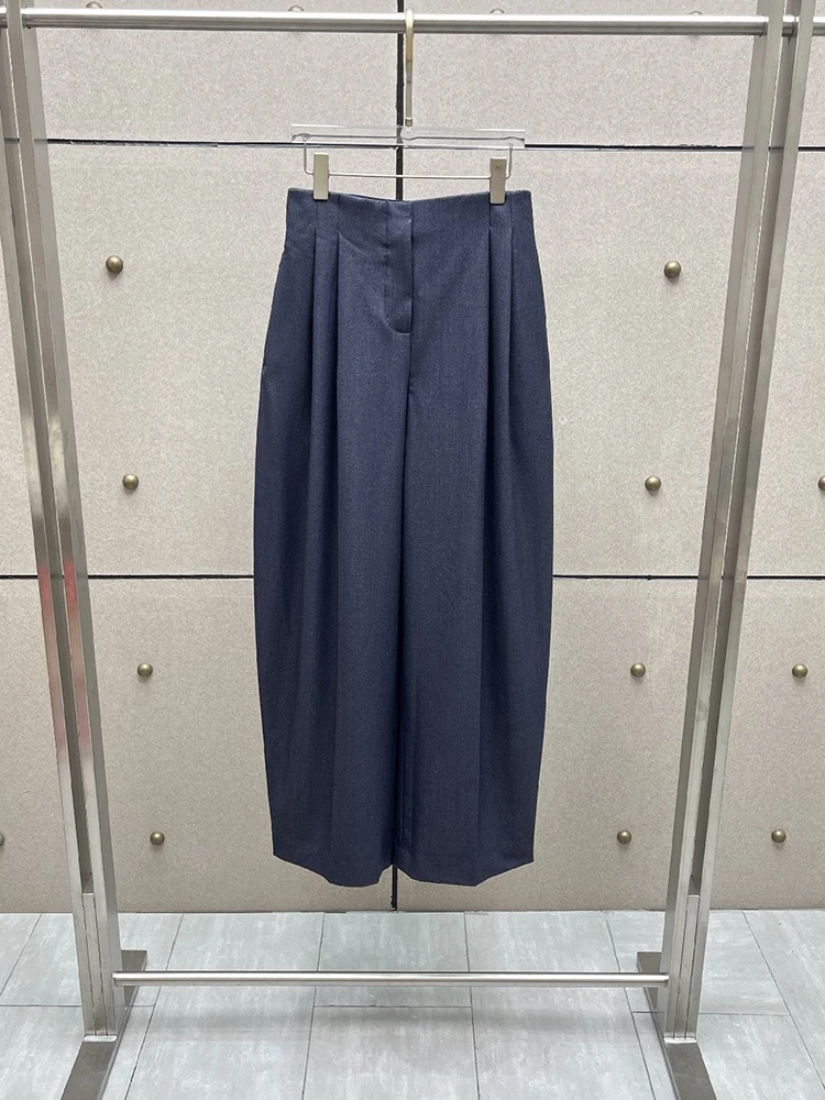 Retro high-waisted pleated wide-leg pants, 2026 autumn-winter new style, elegant business casual relaxed women's pants