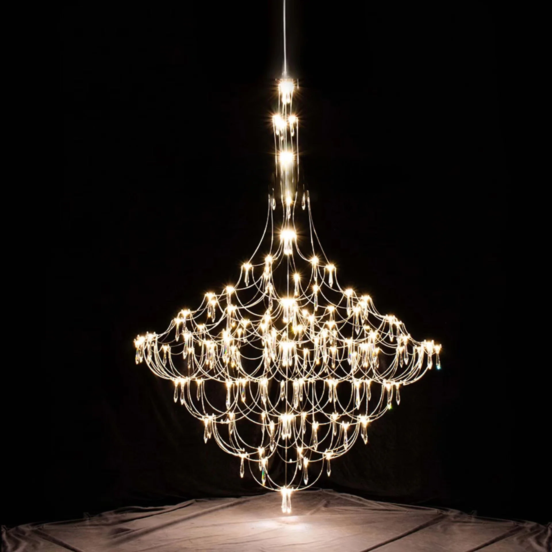 Italy, living room gypsy chandelier, villa apartment stairs, hollow designer, light cube chandelier