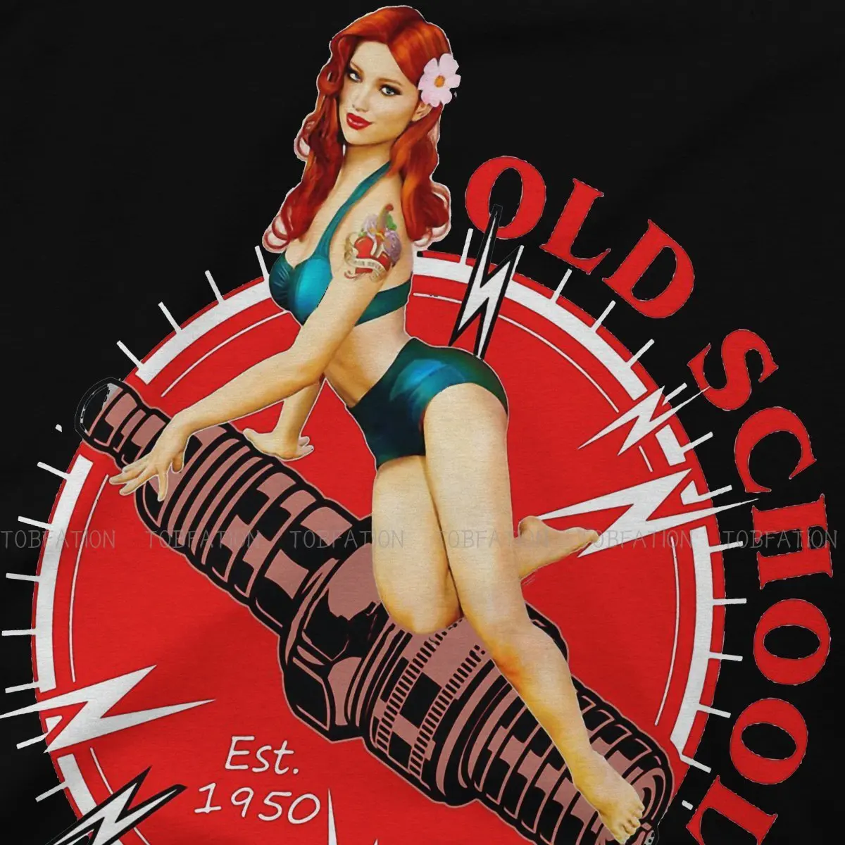 Old School Pin Up Girl Tshirt Big Size Graphic T Shirt Casual Hot Sale 100% Cotton Crewneck Men\'s Tees