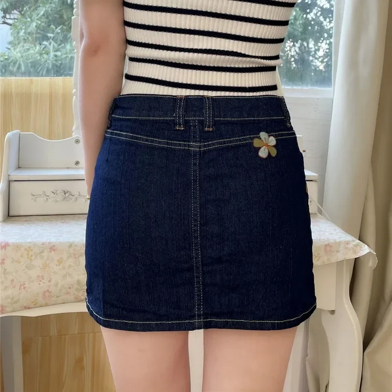 Wrap Gyaru Woman Denim Skirt Mini Jeans Skirts for Women with Pocket High Waist Tight Zipper Short Cheap Premium Summer 2024 V