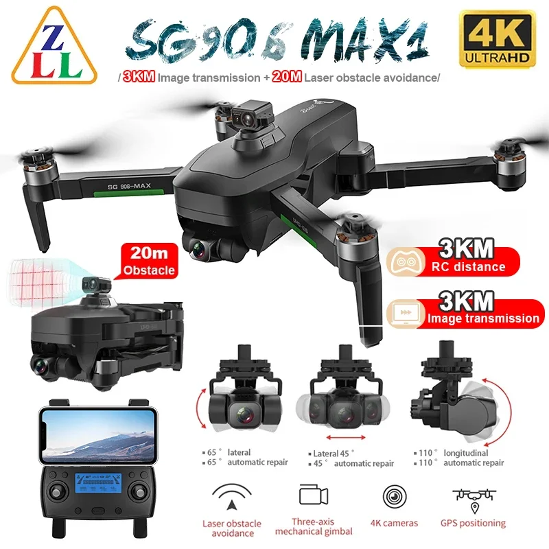 ZLL SG906 MAX1 SG906 PRO2 5G GPS Drone 4K HD Camera Laser Obstacle Avoidance 3-Axis Gimbal WiFi FPV Professional RC Quadcopter