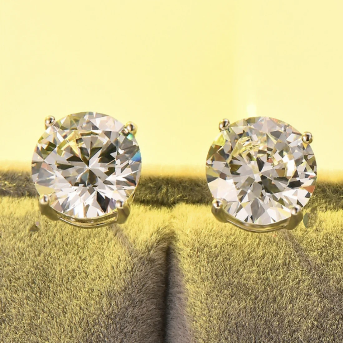 

Classic Real 925 Sterling Silver Stud Earrings Big 5-9mm Round Simulated Diamond Earrings for Women wedding Jewelry female